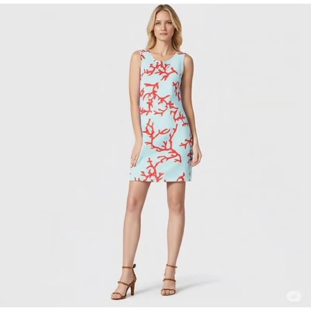 NWT J. McLaughlin Sophia Aqua Coral Sheath Dress - Picture 2 of 2